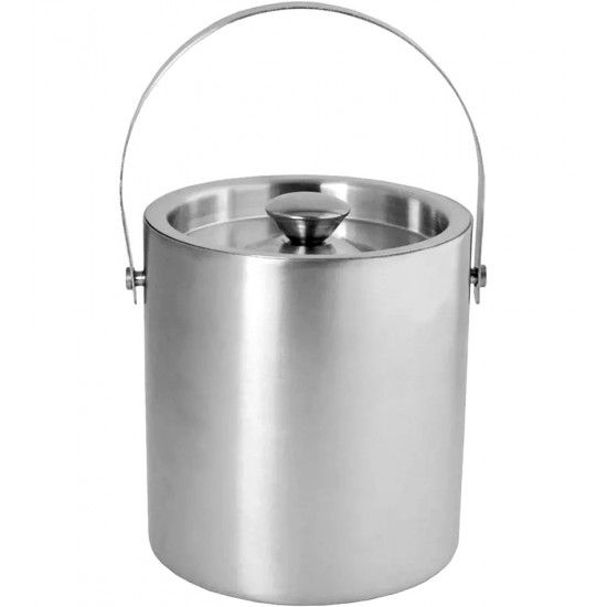 Balde De Gelo Parede Dupla Com Tampa Aço Inox Mimo Style